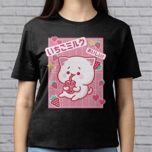 Strawberry Shake Strawberry Milk Cat Kawaii Neko Anime T Shirt 5 3