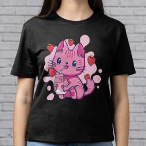 Strawberry Shake Strawberry Milk Cat Kawaii Neko Anime T Shirt 6 1