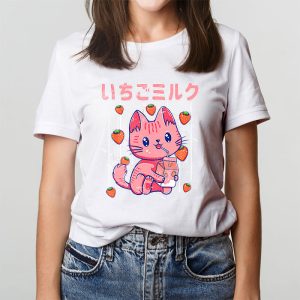 Strawberry Shake Strawberry Milk Cat Kawaii Neko Anime T Shirt 6 2