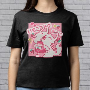 Strawberry Shake Strawberry Milk Cat Kawaii Neko Anime T Shirt 6