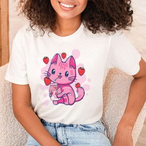 Strawberry Milk Shirt Cat Kawaii Neko Anime Cute T-Shirt 2