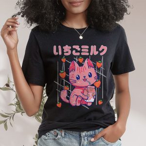 Strawberry Milk Shirt Cat Kawaii Neko Anime Cute T-Shirt 3