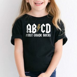 Teachers ABCD Rock 1st Rocks Leopard Back To School T Shirt 2