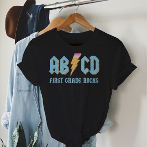 Teachers ABCD Rock 1st Rocks Leopard Back To School T-Shirt