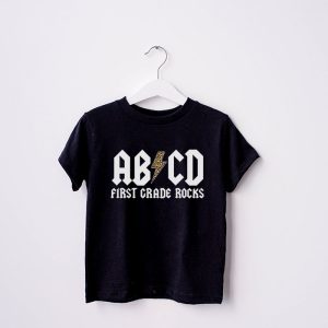 Teachers ABCD Rock 1st Rocks Leopard Back To School T Shirt 8