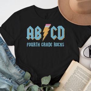 Teachers ABCD Rock 4th Rocks Leopard Back To School T Shirt 7 1