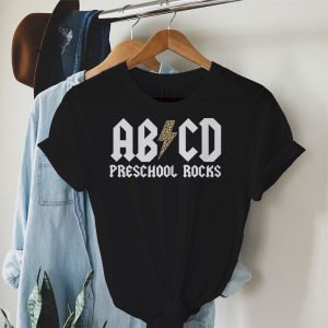 Teachers ABCD Rock Preschool Rocks Leopard Back To School T-Shirt