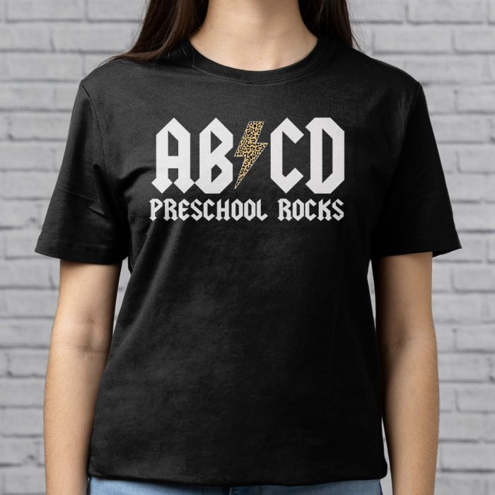 Teachers ABCD Rock Preschool Rocks Leopard Back To School T Shirt 9 1