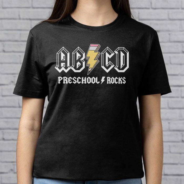 Teachers ABCD Rock Preschool Rocks Leopard Back To School T Shirt 9