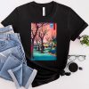 Vintage Cherry Blossom Woodblock Tee Japanese Graphical Art T-Shirt 1