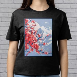 Vintage Cherry Blossom Woodblock Tee Japanese Graphical Art T Shirt 3 4