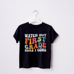 Watch Out First Grade Here I Come Groovy Back To School Kid T Shirt 2 3