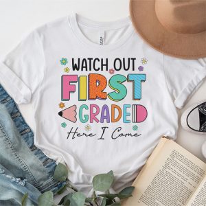 Watch Out First Grade Here I Come Groovy Back To School Kid T Shirt 5 3