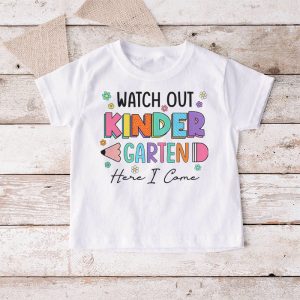 Watch Out Kindergarten Here I Come Groovy Back To School Kid T Shirt 5 4