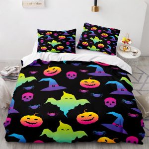 90s Neon Cute Halloween Full Bedding & Pillowcase
