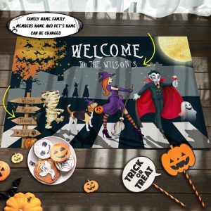 Beagle Family Halloween Personalized Doormat Welcome Mat