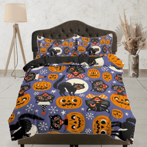 Black Cat And Pumpkin Halloween Bedding & Pillowcase