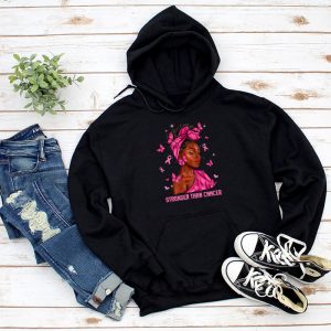 Breast Cancer Warrior Shirt Black Women Stronger Than Cancer Fight Hoodie 2