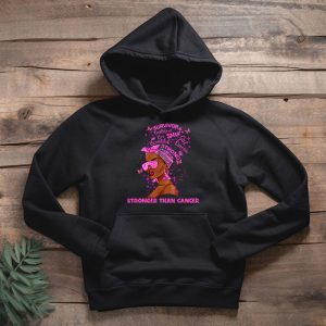 Black Women Queen Stronger Than Breast Cancer Pink Ribbon Hoodie 2 2