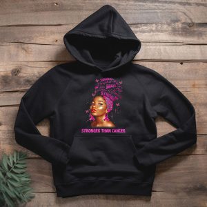 Black Women Queen Stronger Than Breast Cancer Pink Ribbon Hoodie 2 3