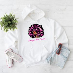 Black Women Queen Stronger Than Breast Cancer Pink Ribbon Hoodie 2