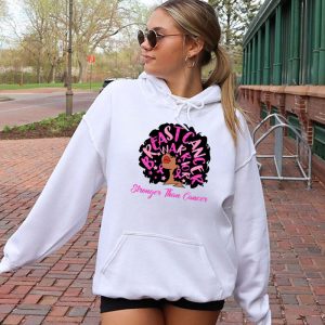 Black Women Queen Stronger Than Breast Cancer Pink Ribbon Hoodie 2 5