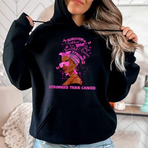 Black Women Queen Stronger Than Breast Cancer Pink Ribbon Hoodie 2 7