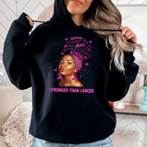 Black Women Queen Stronger Than Breast Cancer Pink Ribbon Hoodie 2 8