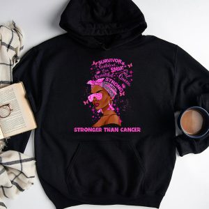 Black Women Queen Stronger Than Breast Cancer Pink Ribbon Hoodie 3 2