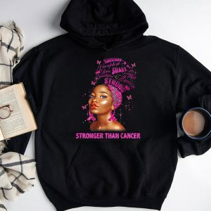 Black Women Queen Stronger Than Breast Cancer Pink Ribbon Hoodie 3 3