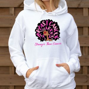 Black Women Queen Stronger Than Breast Cancer Pink Ribbon Hoodie 3 5