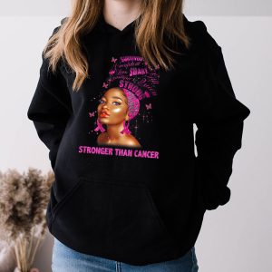 Black Women Queen Stronger Than Breast Cancer Pink Ribbon Hoodie 3 8