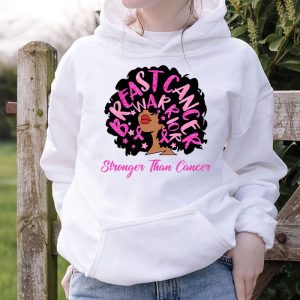 Black Women Queen Stronger Than Breast Cancer Pink Ribbon Hoodie