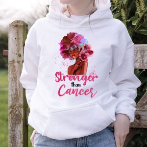 Black Women Stronger Than Breast Cancer Support Shirts Pink Ribbon 2