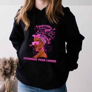 Black Women Queen Stronger Than Breast Cancer Pink Ribbon Hoodie