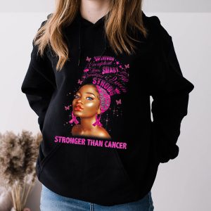 Black Women Stronger Than Breast Cancer Support Shirts Pink Ribbon 4