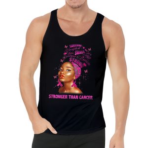 Black Women Queen Stronger Than Breast Cancer Pink Ribbon Tank Top 3 3