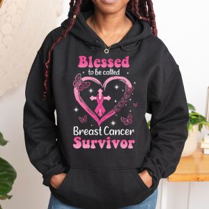 Blessed To Be Called Breast Cancer Survivor Pink Butterfly Hoodie 1 1