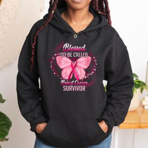 Blessed To Be Called Breast Cancer Survivor Pink Butterfly Hoodie 1 2