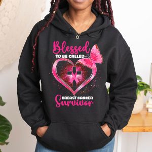 Blessed To Be Called Breast Cancer Survivor Pink Butterfly Hoodie 1 3