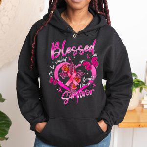 Blessed To Be Called Breast Cancer Survivor Pink Butterfly Hoodie 1 4