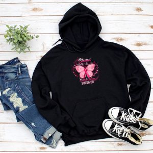 Blessed To Be Called Breast Cancer Survivor Pink Ribbon Butterfly Hoodie 3