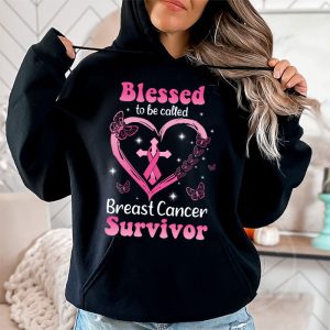 Blessed To Be Called Breast Cancer Survivor Pink Butterfly Hoodie 2 1