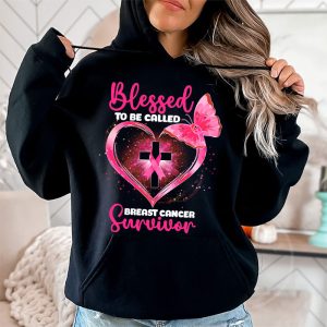 Blessed To Be Called Breast Cancer Survivor Pink Butterfly Hoodie 2 3