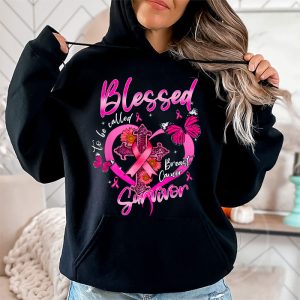 Blessed To Be Called Breast Cancer Survivor Pink Butterfly Hoodie 2 4