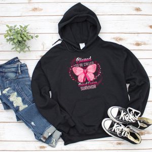 Blessed To Be Called Breast Cancer Survivor Pink Butterfly Hoodie 3 2