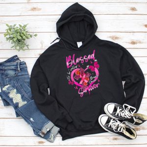 Blessed To Be Called Breast Cancer Survivor Pink Butterfly Hoodie 3 4