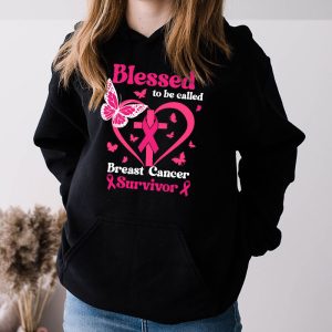 Blessed To Be Called Breast Cancer Survivor Pink Butterfly Hoodie 3 5