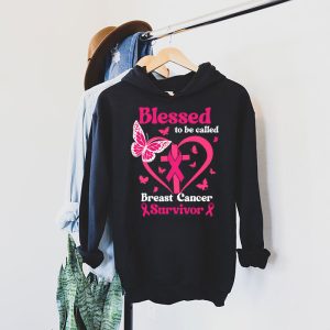 Blessed To Be Called Breast Cancer Survivor Pink Butterfly Hoodie 4