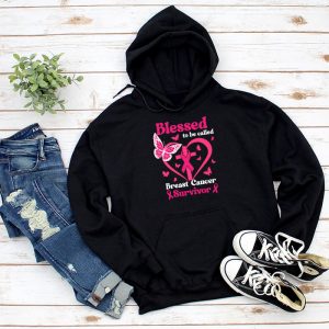 Blessed To Be Called Breast Cancer Survivor Pink Butterfly Hoodie